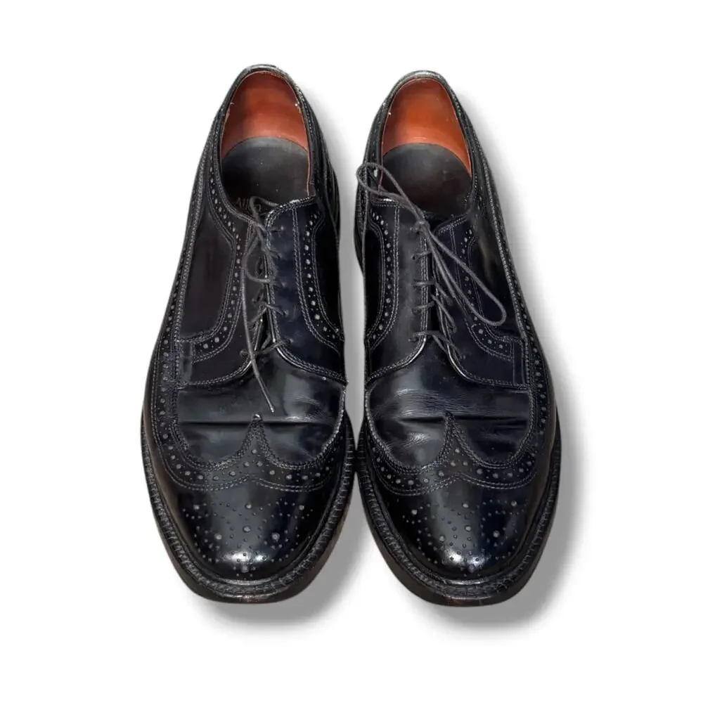 Vintage Allen Edmonds MacNeil Black Wingtip Oxfords Size 10.5 D USA Made Preppy‎